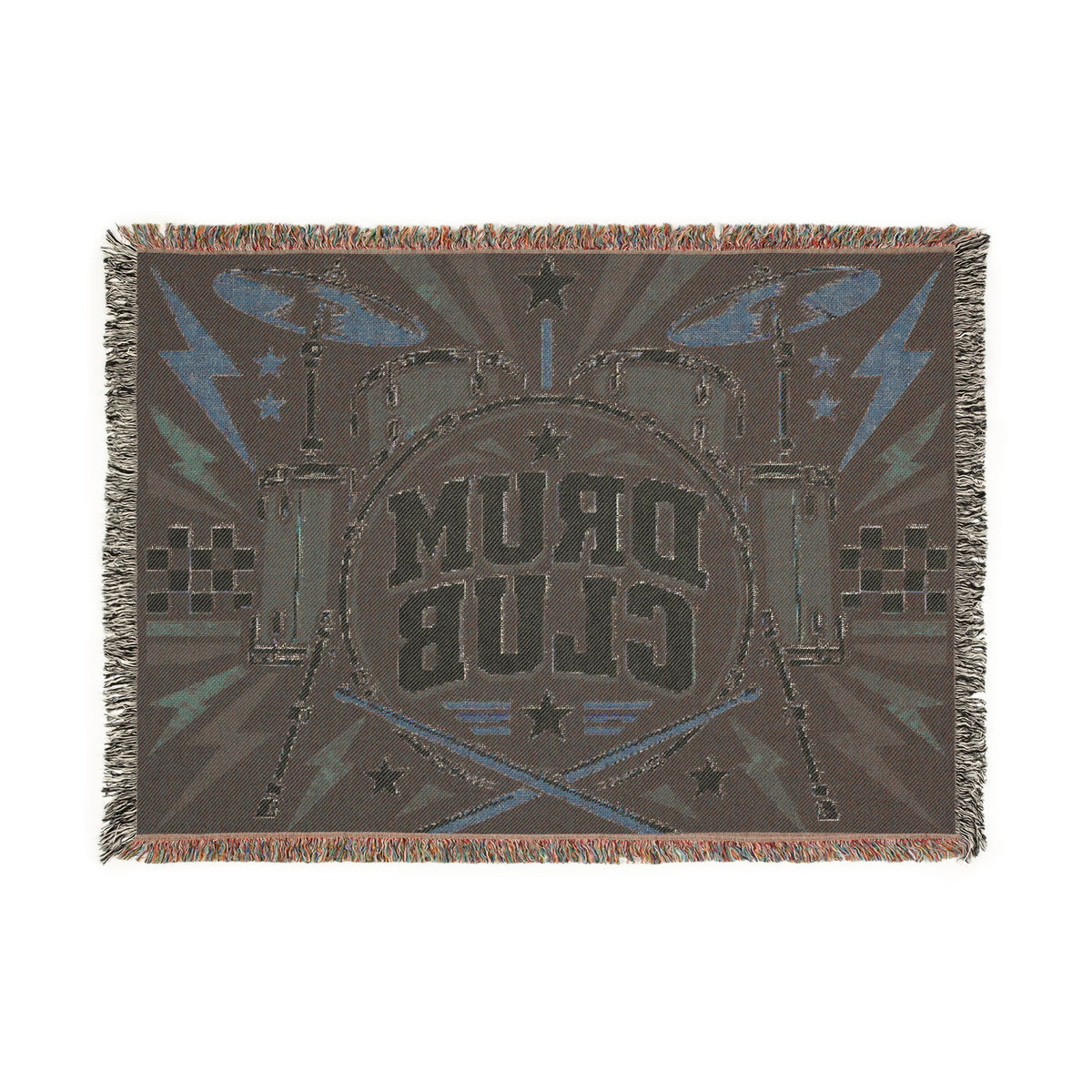 DRUM CLUB Woven Cotton Blanket – Vintage Drum Kit Throw