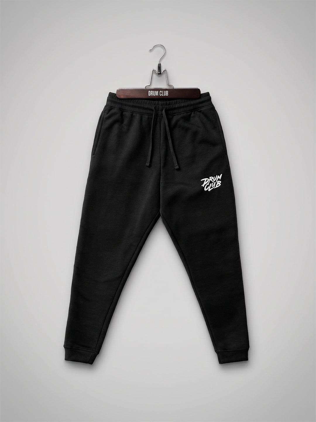 DRUM CLUB Brush Embroidered Fleece Joggers — Black