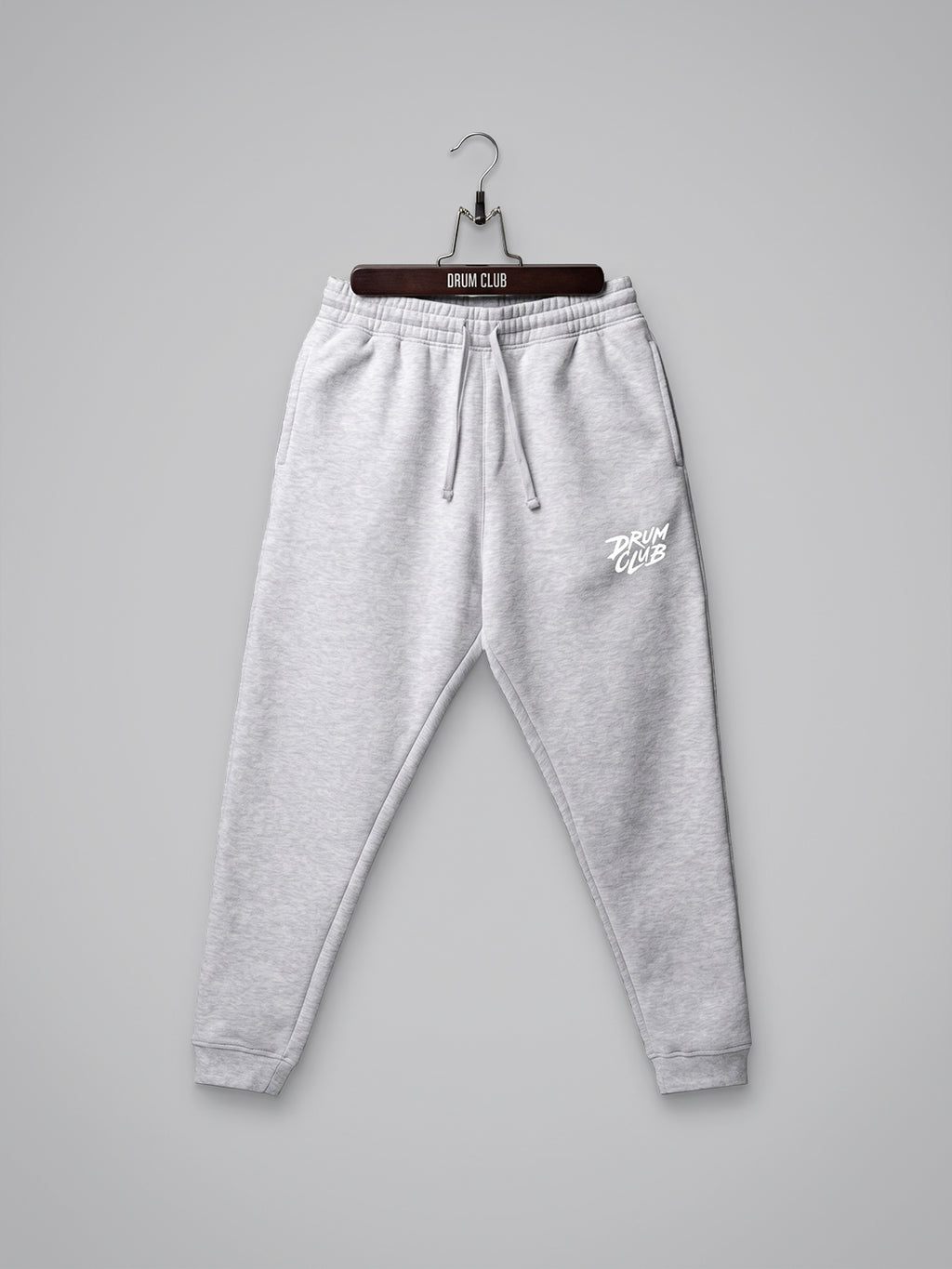 DRUM CLUB Brush Embroidered Fleece Joggers — Light Heather Gray