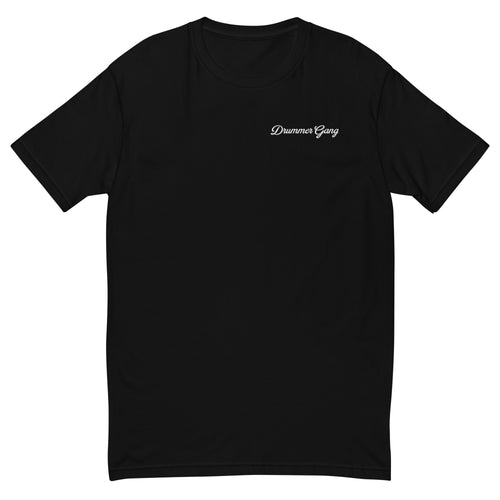 Sleek black 'Drummer Gang' shirt for drumming unity 